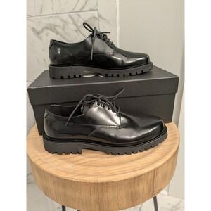 BOSS Men Black Leather Richayl Derb Lace Up Chunky Sole Derby Shoes Size‎ 7